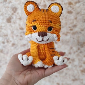 Baby TIGER toy soft cotton , Handmade toy, toddler gift, birthday gift, tiger, Amigurumi Tiger, Crochet tiger, handmade to order