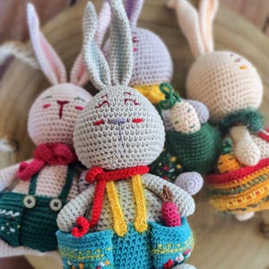 Brinquedo de coelho de crochê, algodão macio, coelho feito à mão, amigurumi