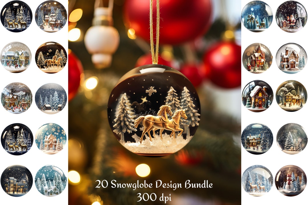 Snow Globe Christmas Ornaments Snow Globe Clipart Bundle - Etsy