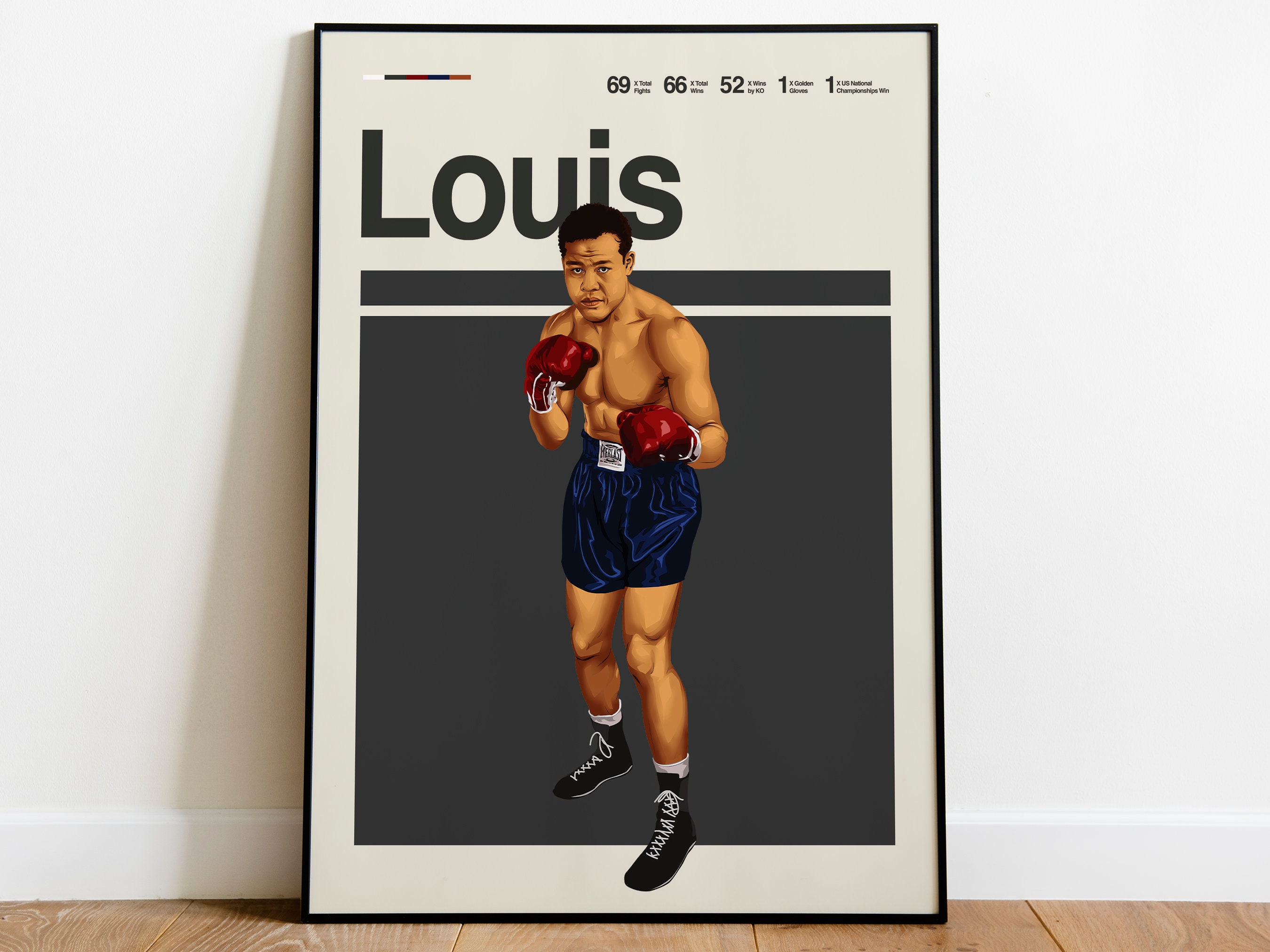 Joe Louis Poster Boxing Wall Art Minimalist Mid Century 
