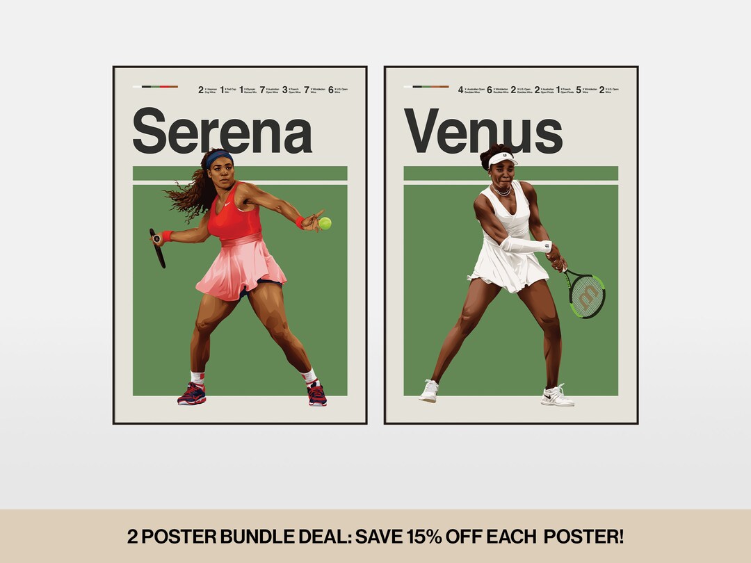 Set of 2 Posters: Serena Williams &amp; Venus Williams Prints - Etsy