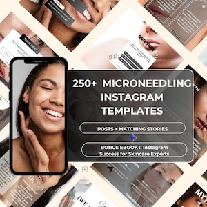 250 Microneedling Instagram Vorlage | Kosmetikerin Instagram Vorlage | Gesichtsbehandlung Vorlage | Hautpflege Social Media | RF-Microneedling