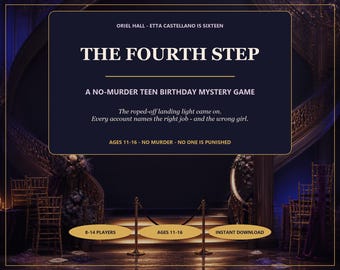 No-Murder Teen Birthday Mystery Game for Ages 11-16 'The Fourth Step' - Printable Sleepover Whodunit Party Activity Digital Download