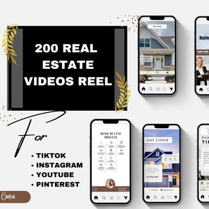 200 Real Estate Reel Templates | TikTok And Instagram Reels | Real Estate Promotion Reels For All Business Types | Editable Canva Templates