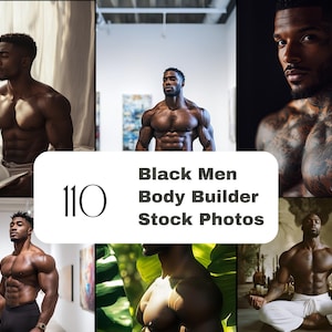 筋肉質なボディビルダーのストック写真 110 枚 | アフリカ系アメリカ人のフィットネス画像 | 黒人男性の強さ | PLR と MRR | 即時ダウンロード