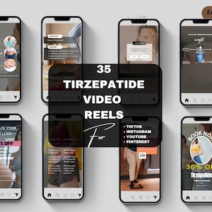 35 Tirzepatide reels, Weight Loss videos reels, tirzepatide canva template, Weight Loss Instagram videos, Med spa reels, Weight Loss