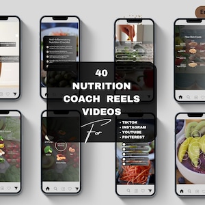 40 Nutrition Reels, Health Coach Instagram Reel, Nutrition Instagram Template, Health Reel Template, Wellness Coach Reel, Nutrition Coaching