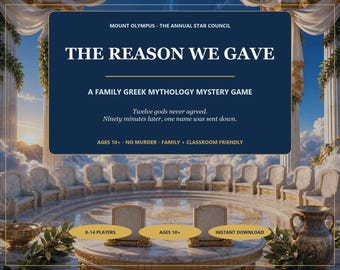 Mount Olympus Greek Mythology Mystery Game for Family Game Night, Classroom Activity, Ages 10+ Fun Digital Download
