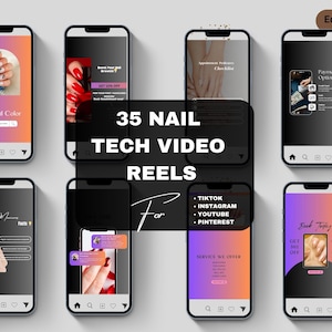 35 Nail Tech Instagram Video Reels | Nail Artist Instagram Post | Nail Technician Social Media Posts | Gel Nails Templates | Manicurist post