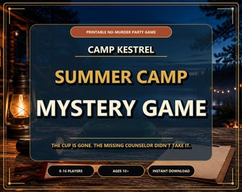 Summer Camp Mystery Game | Printable Party Game for Teens & Adults | No-Murder Whodunit Activity for Family Game Night Digital