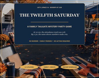 Family Tailgate Mystery Game Digital Download - The Twelfth Saturday Fall Party Activity, Instant Printable Game for Adults & Teens