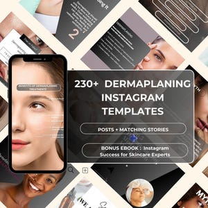 230 modelli Instagram Dermaplaning / Modello Instagram Estetista / Modello Trattamento Viso / Social Media Skincare / Post Skincare