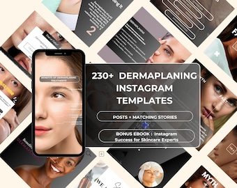 230 Plantillas de Instagram para Dermaplaning / Redes Sociales sobre Cuidado de la Piel