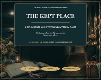 Bachelorette Mystery Game | 'The Kept Place' No-Murder Girls' Weekend Digital Game for 8-14 Players