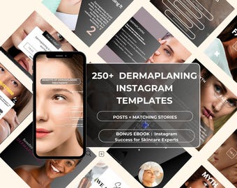 250 plantillas de Instagram sobre dermaplaning / Publicaciones para redes sociales sobre cuidado de la piel
