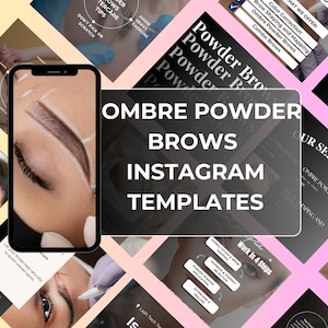 Ombre Powder Brows | Microshading | Permanent Makeup Artist | PMU Instagram Post | Eye Brows | PMU Bundle | Social Media Marketing | Stories