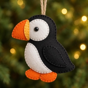 Felt Puffin Ornament PDF Sewing Pattern | DIY Felt Animal Craft | Digital Download Puffin Template, Beginner Friendly Sewing