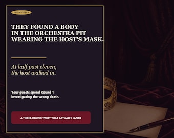 Masked Ball Murder Mystery Game Printable, Opera House Whodunit Digital Party Kit for Adults, 6-16 Player Game Download