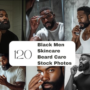 Black Men Skincare Beard Care | Stock Photography Collection | Beard Care | Men Skincare Line | Business Stock Images | African American