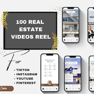 100 Real Estate Reel Templates | TikTok And Instagram Reels | Real Estate Promotion Reels For All Business Types | Editable Canva Templates