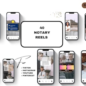 40 Notary Reels Video Templates, Notary Marketing, Notary Signing Agent, Notary Instagram Template, Notary Marketing, Notary Business Reels