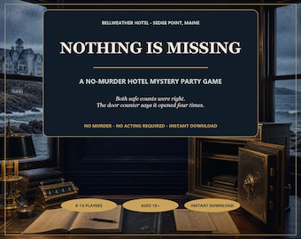 No Murder Mystery Party Game for Adults 18+ | Bellweather Hotel Cozy Whodunit, 8-14 Players Instant Download Digital Kit