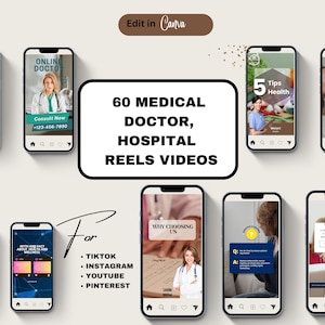 60 Medical Doctor Reels Videos, Hospital, Clinic Reel video , instagram and tiktok reel, Health And Wellness Reel, Healthcare Canva Template