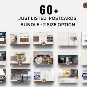 60 Just Listed Real Estate Postcards, Realtor Postcards, Neighbor Realtor Postcard, Marketing Postcards,  Postcard Bundle Template ,Canva