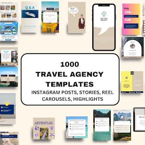 1000  Travel Instagram Canva Templates - Travel Agency Insta - Travel Blogger Templates -Travel Influencer Instagram -Vacation Resort Insta