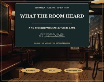 Paris Cafe Mystery Game, No Murder Digital Party Game for Adults | Printable Storytelling Experience | 8-14 Players Instant Download