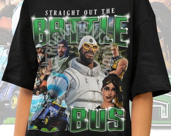 Retro Straight Out The Battle Bus, Fort Battle Royale F-nite Survival Program Gamer Geschenk Bootleg 90er Fans Shirt, Gaming T-Shirt