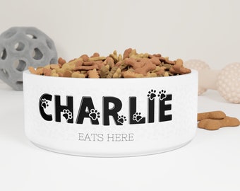 NOMBRE PERSONALIZADO Tazón para mascotas, Regalo personalizado para mascotas, Tazón con nombre de mascota personalizado con patas lindas, Tazón para mascotas personalizado, Regalo personalizado para mascotas