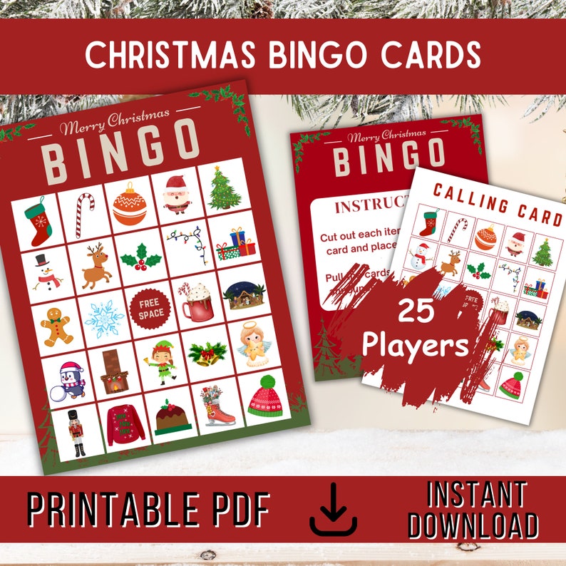FRCOLOR Weihnachts Bingo Karten - 18x13cm Papierkarten Für 24 Personen