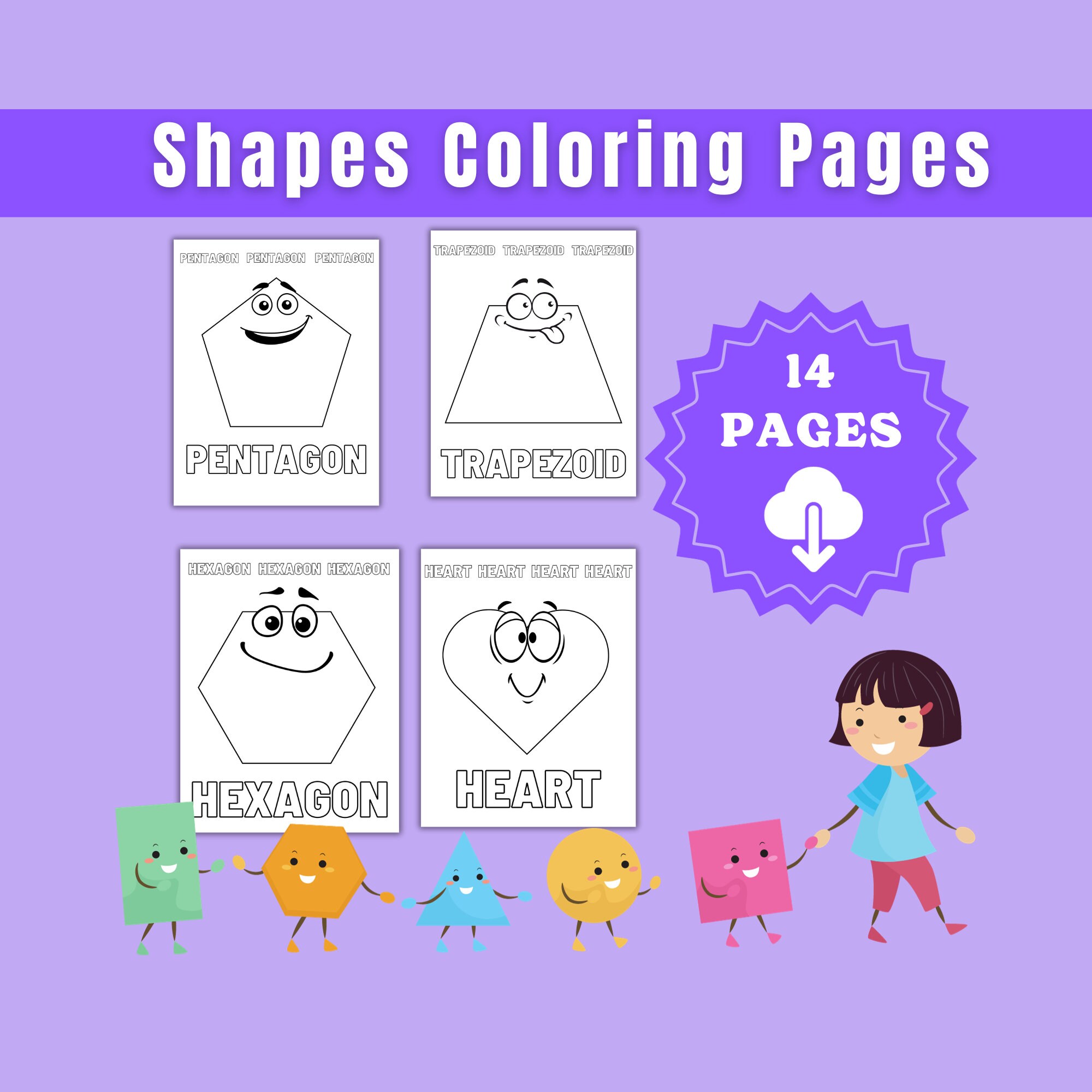 Printable Shapes Coloring Pages/14 Printable Instant Download - Etsy