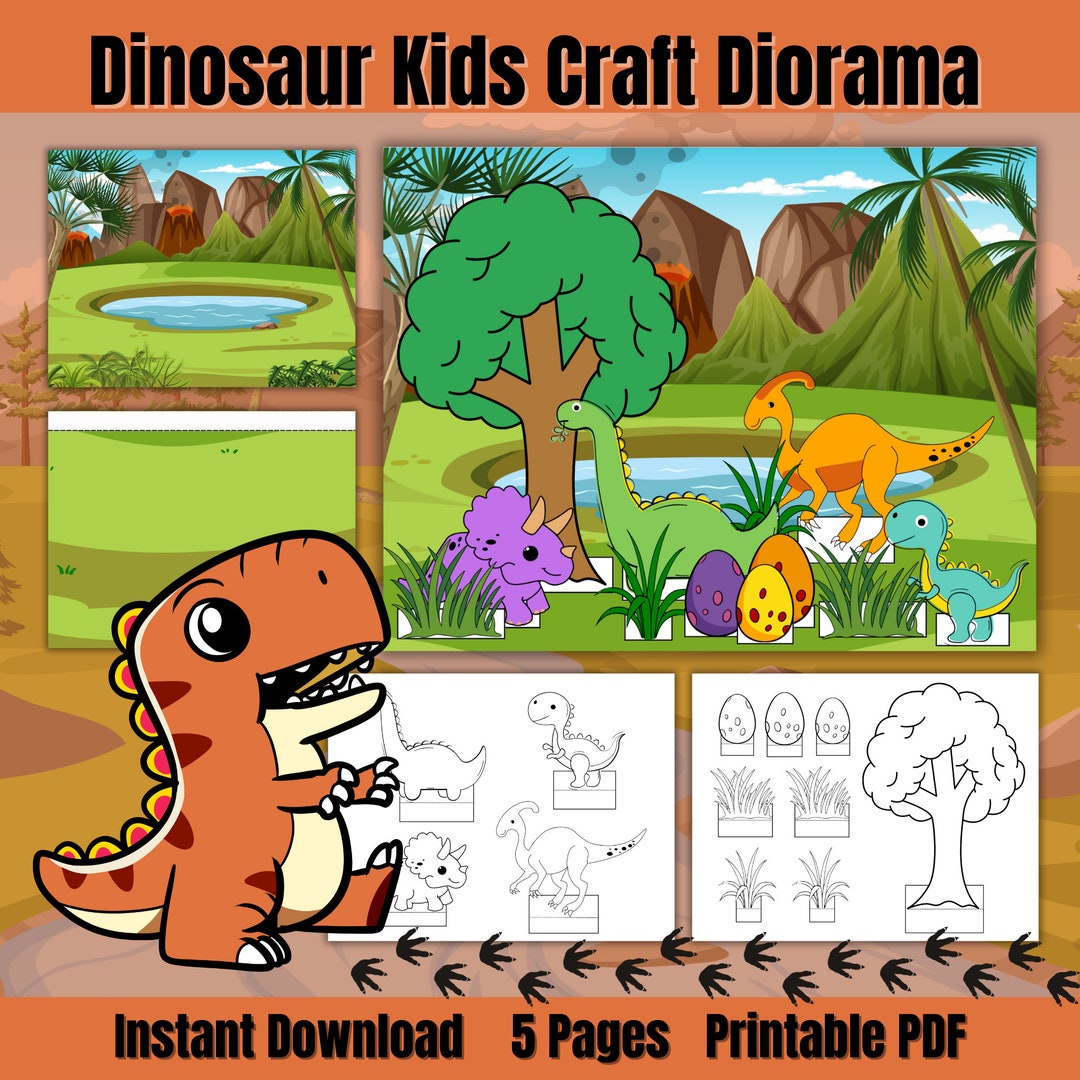 Printable Kids Dinosaur Diorama Craft/printable Pdf/dinosaur Activity ...