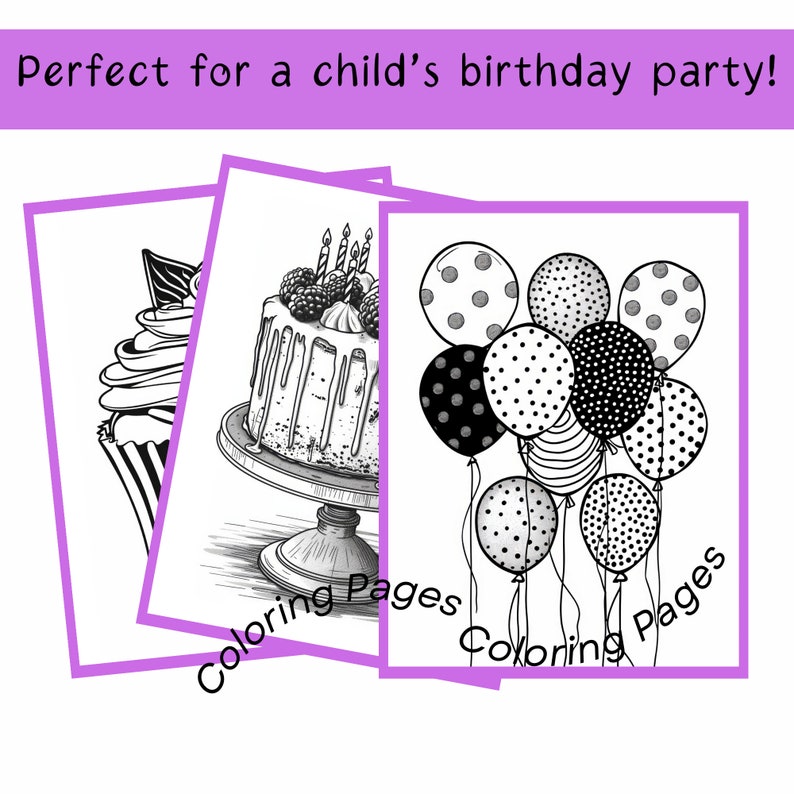 Printable Birthday Party Coloring Books/little Boy Little Girl Coloring ...
