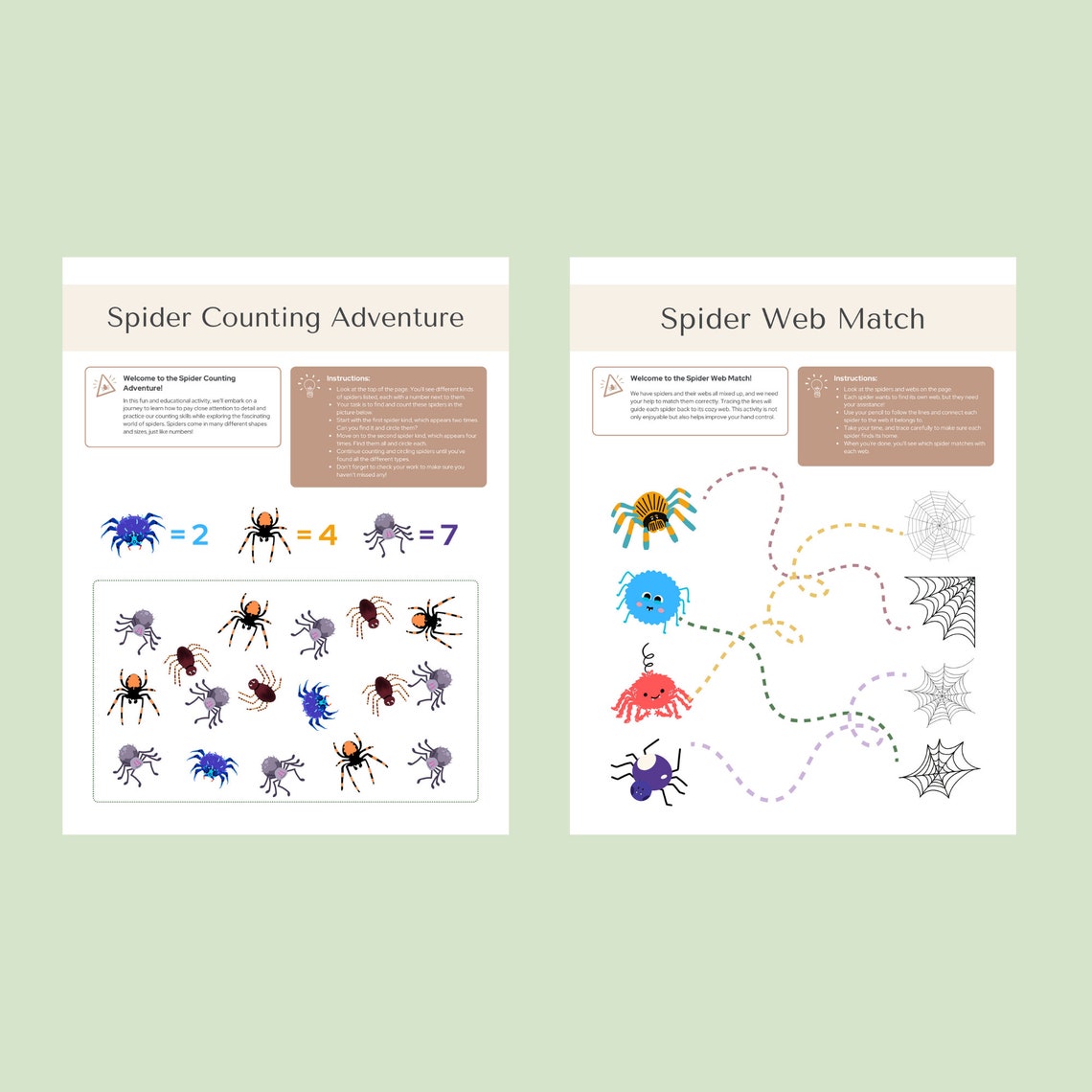 Printable Spider Activities/printable Preschool Activity Pages ...