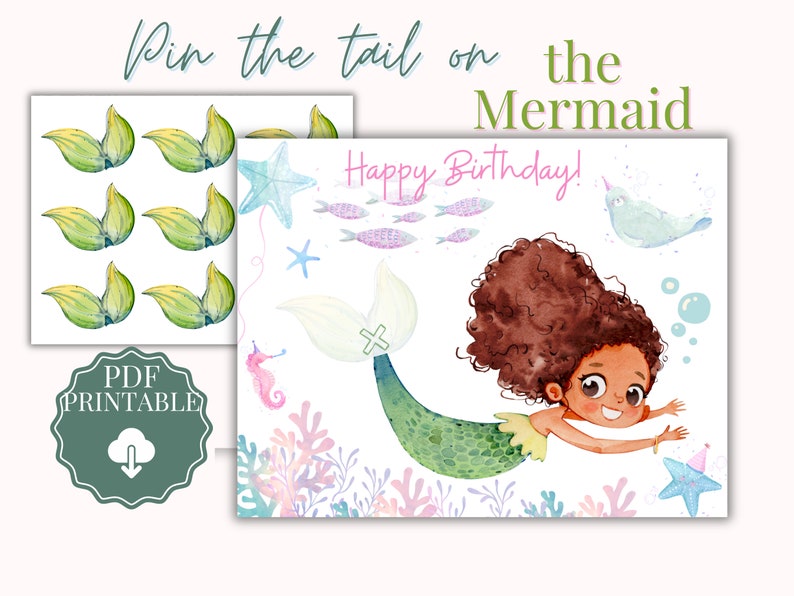 Printable Pin the Tail on the Mermaid/printable Pdf/kids Mermaid Game ...
