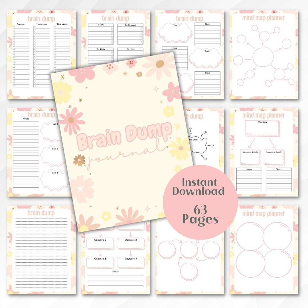 Printable Brain Dump Journal/63-page Journal/mental Health Journal ...
