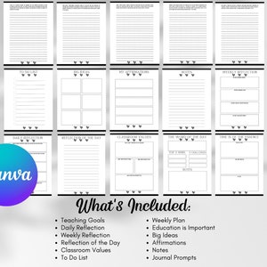 Teacher Journal Bundle Template/canva Journal Template/fully Editable ...