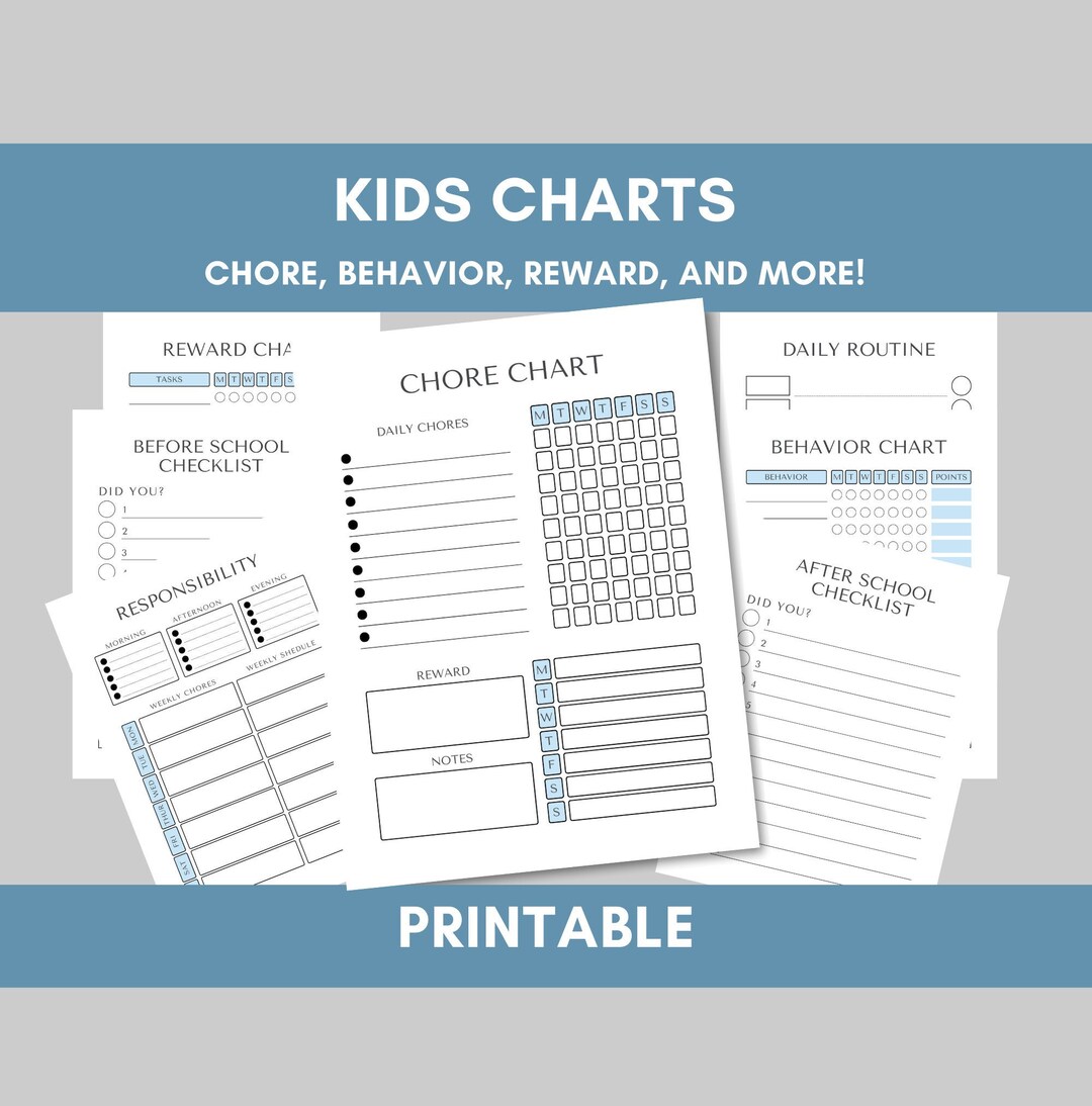 Printable Kids Charts/daily Checklist/chore Chart/behavior Chart/daily Routine/allowance Chart ...