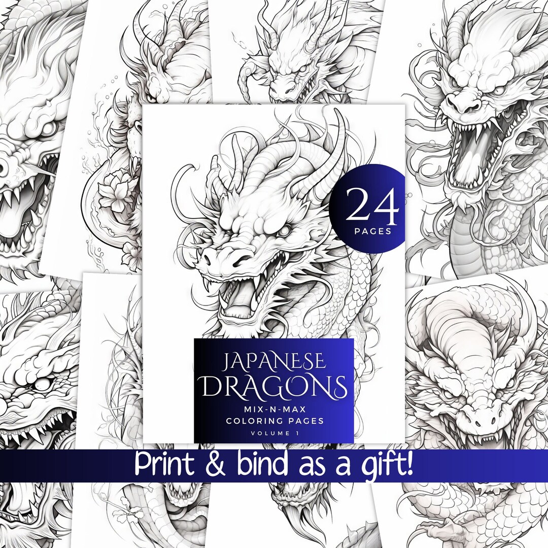 Printable Japanese Dragon Coloring Book Pages/fantasy Dragon Coloring ...