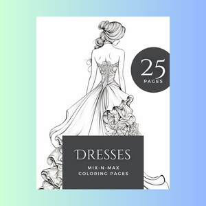 Dresses Adult Coloring Book/printable Adult Coloring Pages/instant ...