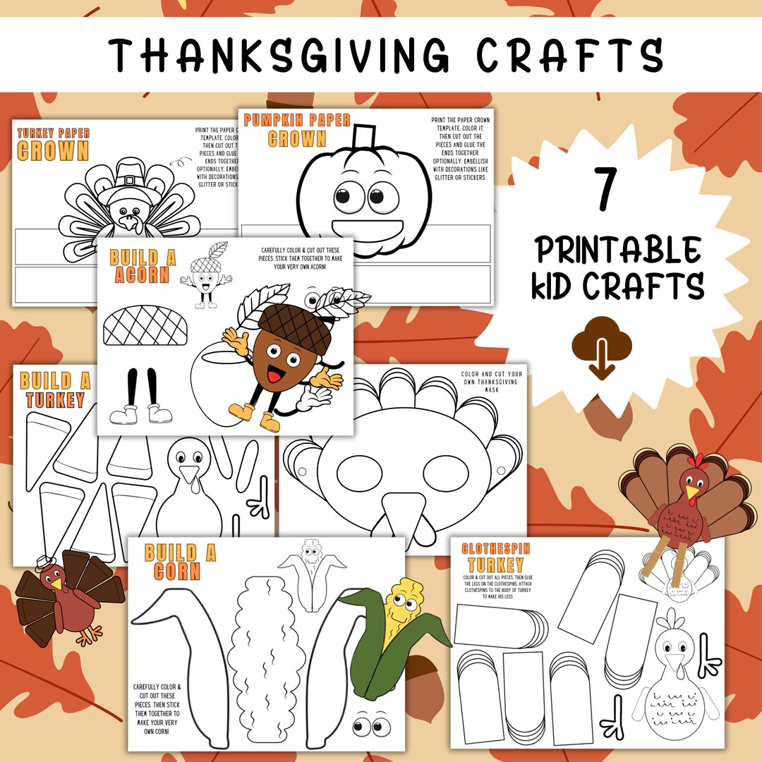 Printable Thanksgiving Kids Crafts/printable Thanksgiving Crafts ...