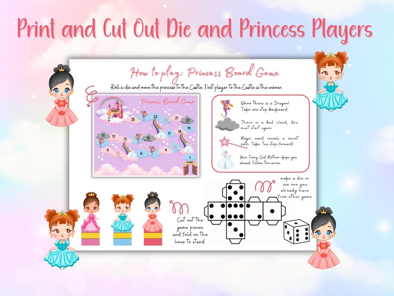 Printable Princess Board Game/printable Pdf/instant Download/digital ...