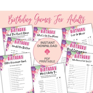 Printable Adult Birthday Games/Printable PDF/Instant Download/Digital Printable Women Birthday Games/Group Birthday Games For Adult Women
