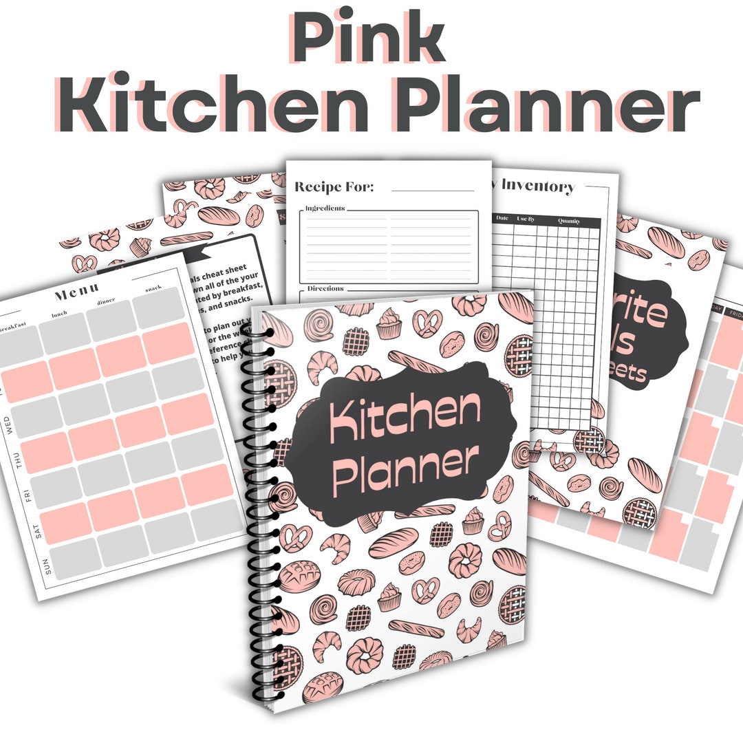 Printable Kitchen Planner/68-page Pink Planner/two Calendars/recipes/menus/shopping List/freezer ...