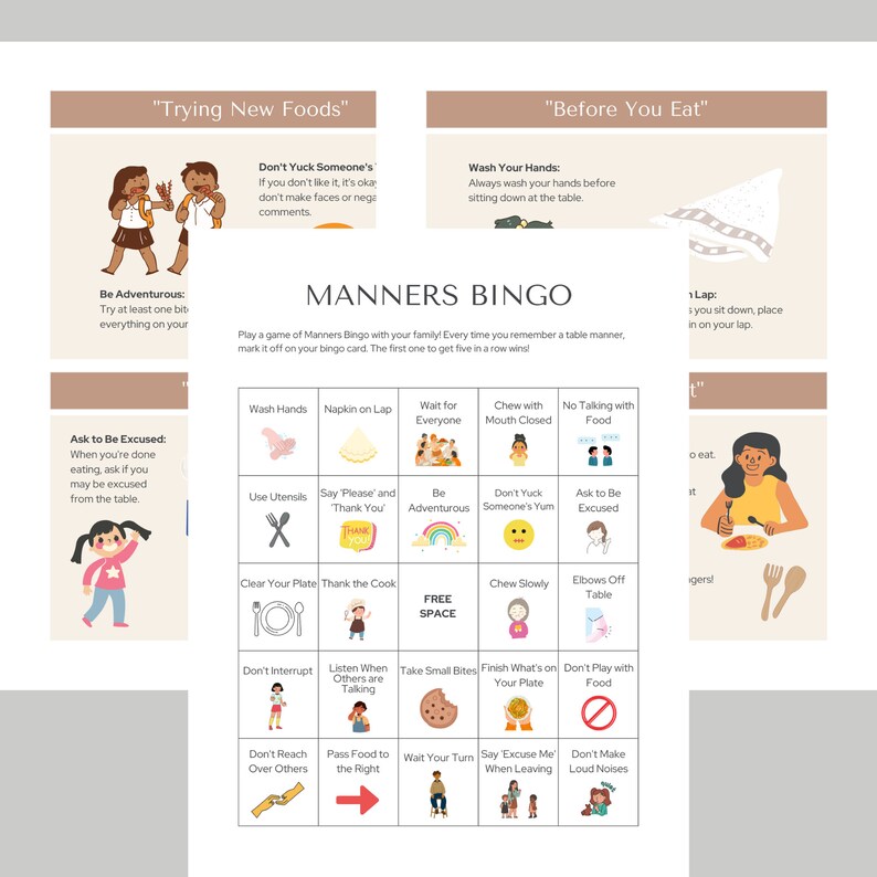 Printable Kids Table Etiquette/instant Download/3 Pages of Kid's Table ...