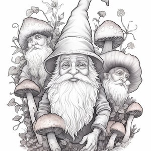 25 coloring pages to enjoy. Fun digital art to expand your creativity with these gnome and forest black and white pages.