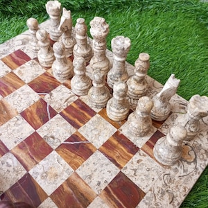 Marble Chess Pieces ONLY, Chess Game Figures, 32 Pieces handmade chess pieces for 12 inch - 16 inches chess board, Best Fathers Day Gift